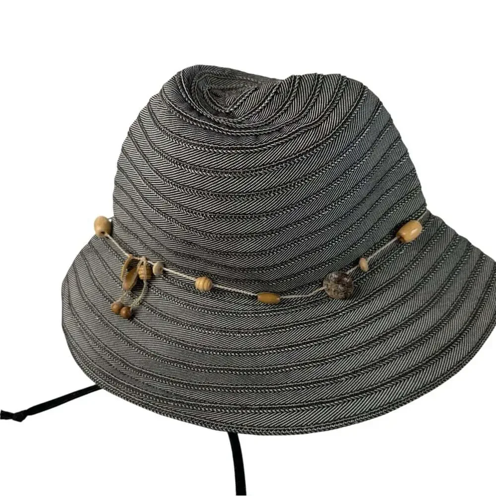 Wallaroo Coastal Ellie Black Bucket Hat Packable Sun Hat Travel Outdoor O S